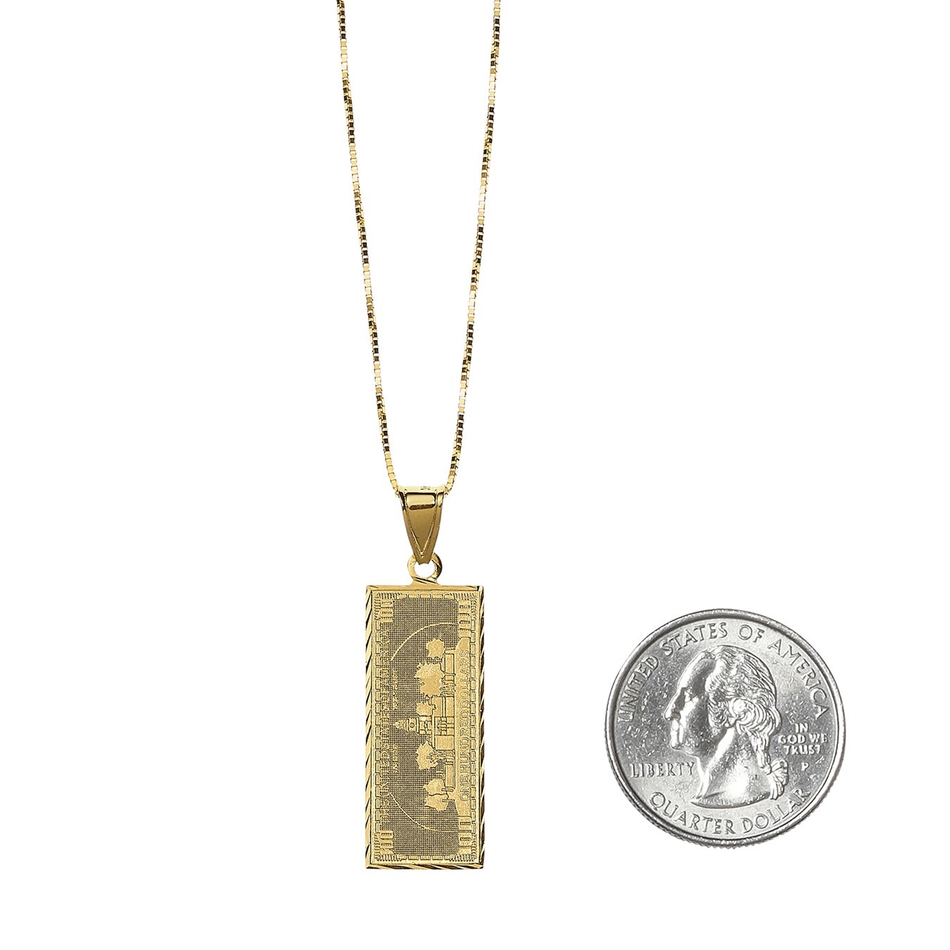 100 Dollar Bill Gold Pendant view 3